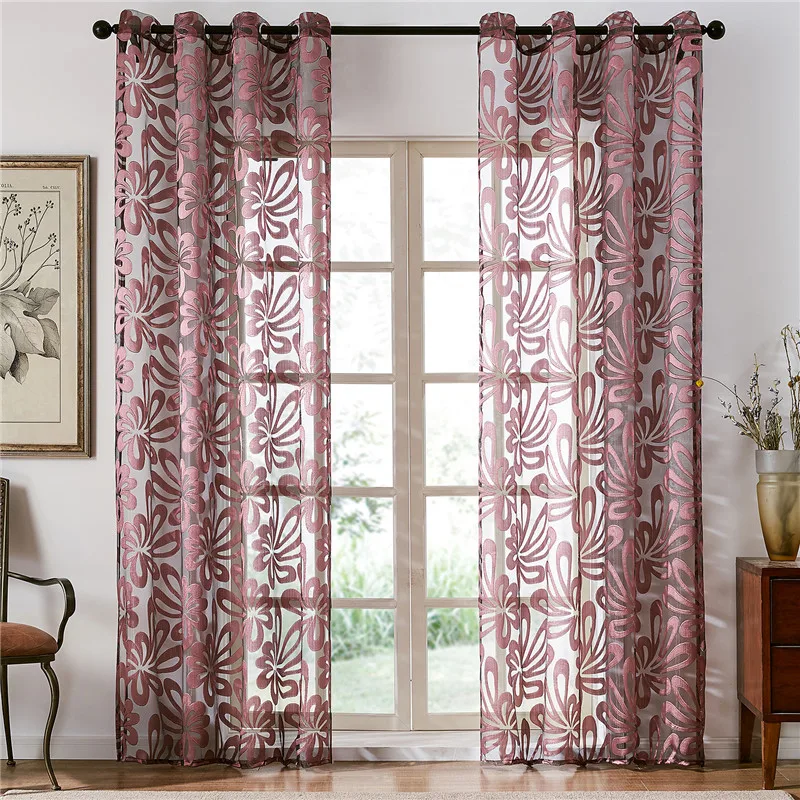 

YokiSTG Geometric Flower Sheer Curtain for Living Room the Bedroom Kitchen Blinds Modern Window Treatments Draperies Home Decor