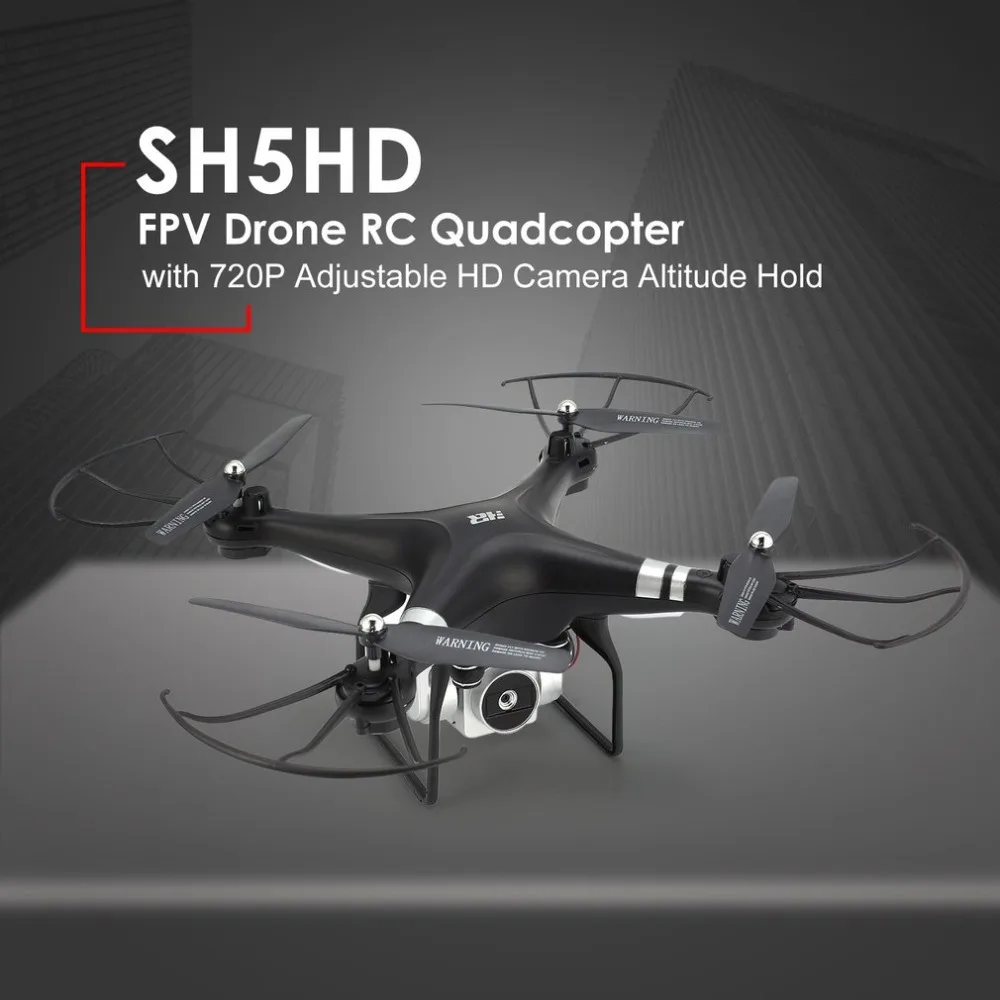 SH5HD 2,4G FPV Дрон Радиоуправляемый квадрокоптер с 720P регулируемой Wi-Fi камерой живое видео удерживающий высоту Безголовый режим возврат одной кнопкой