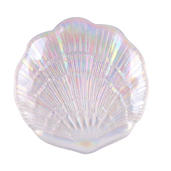 

Nail Art Plate Display Tray Show Board Crystal Glass DIY Manicure Shell Colorful False Tips Jewerly Tool Photo Props