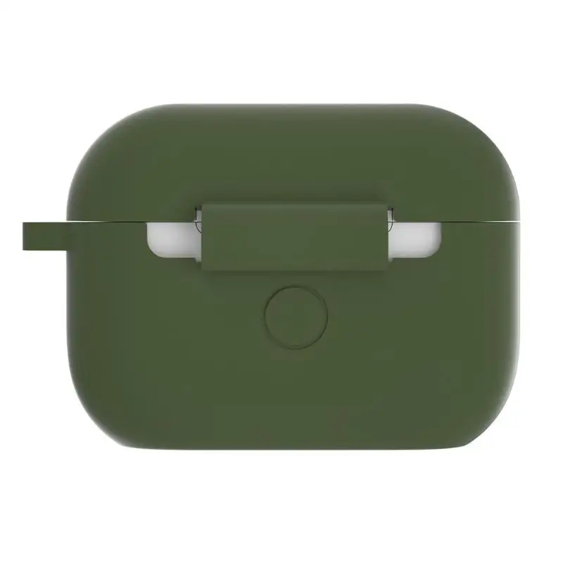 Силиконовый Bluetooth чехол для наушников Защитный чехол коробка с карабином предотвращает потерю и царапины идеально подходит для Apple Airpods Pro - Цвет: Армейский зеленый