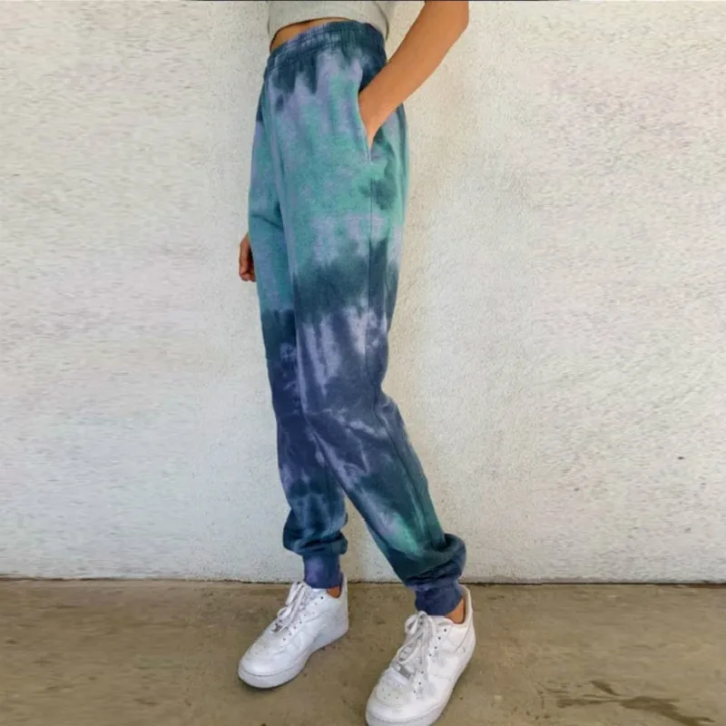 Autumn / Winter Printed Women's Jogging Pants Casual Tie Dye Sportswear Women's Loose Little Feet Lantern Casual Women Pants