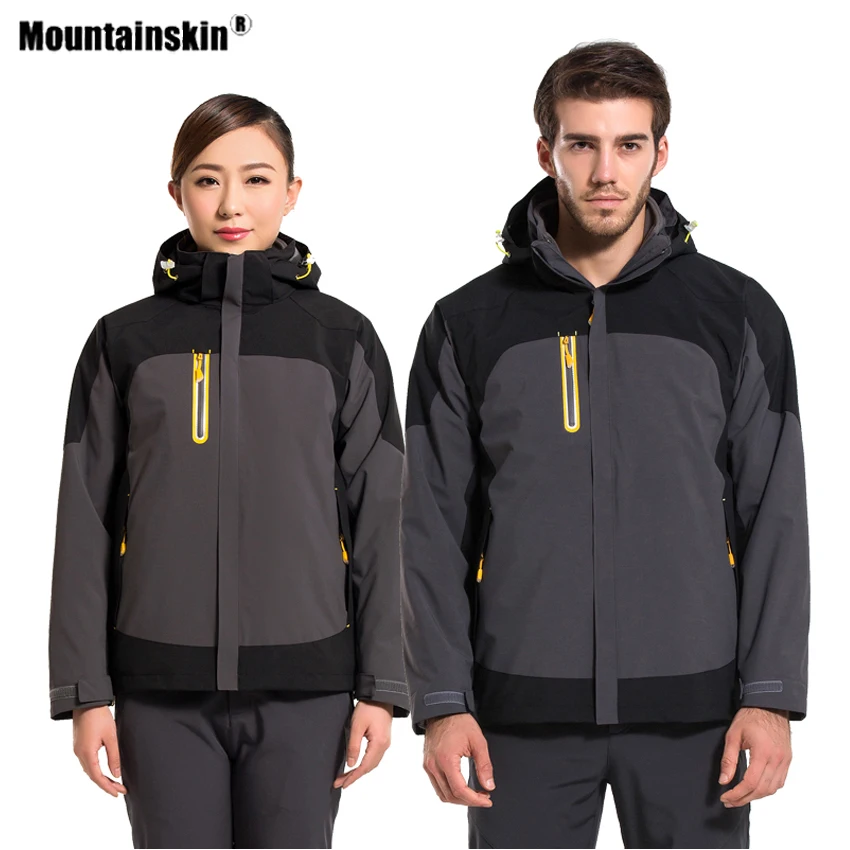 Mountainskin Для мужчин Для женщин осенняя зимняя куртка кемпинг Пеший Туризм флисовая ветровка комплект из двух предметов, костюм с капюшоном куртка с пайетками VA620