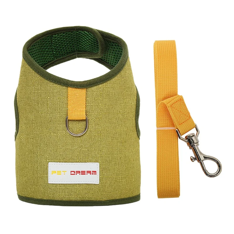 Breathable Pet Vest Harness Collar And Leash Set Adjustable Padded Escape Proof Walking Suit For Small Dogs Chihuahua - Цвет: Green