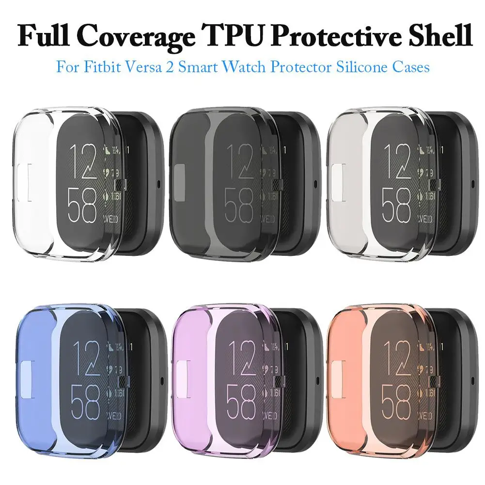 

Full Cover Smart Watch Shell Screen Protector For Fitbit Versa 2 Anti-scratch Replacement Soft TPU Smart Watch Protective Case