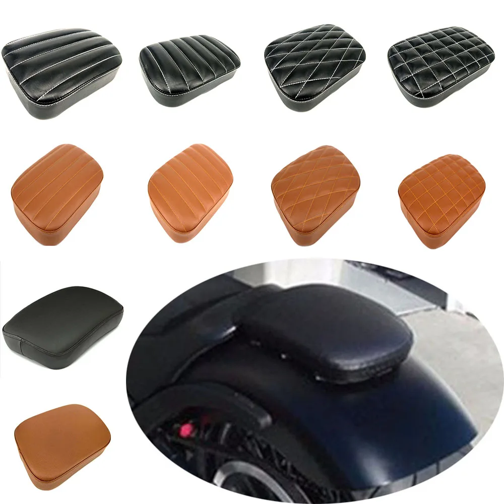 

Motorcycle Rear Driver Passenger PU Leather Pillow Cushion Seat Pad with 6 Suction for Harley Dyna Sportster Softail Touring