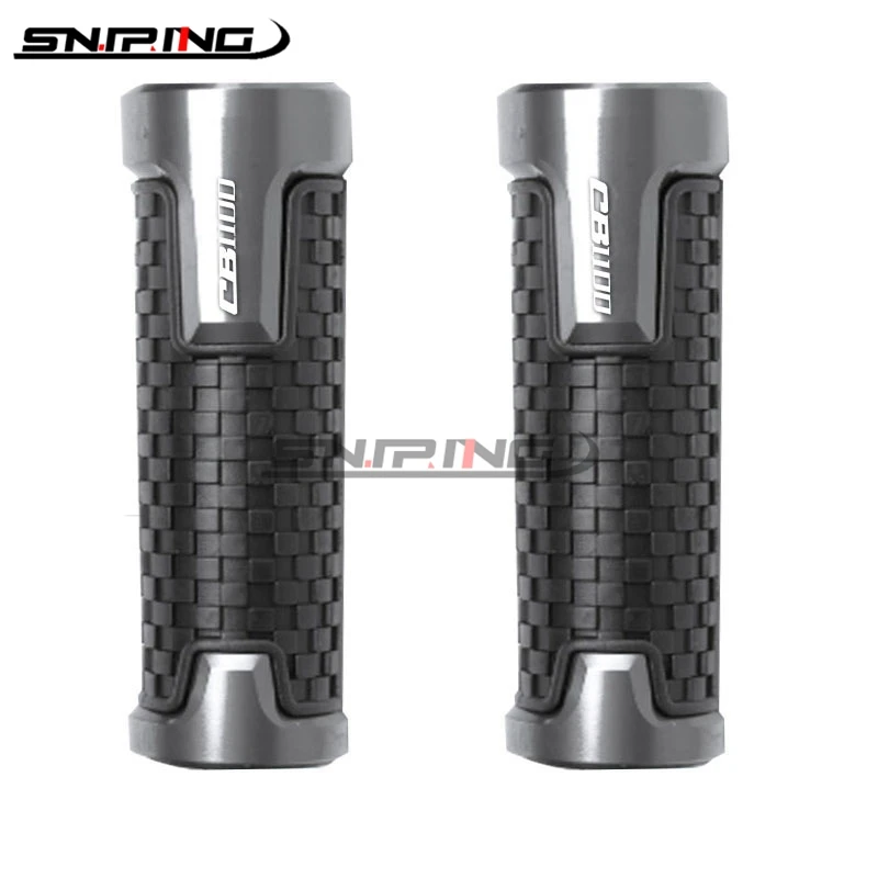 22 мм 7/8 ''CNC алюминиевый резиновый руль для мотоцикла ручка, рукоятка для мотоцикла ручки для HONDA CB1100 CB 1100 CB1100R CB 1100R - Цвет: Серый