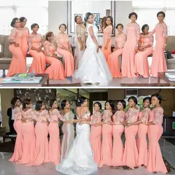 Pretty 3/4 Sleeves Mermaid  Lace Bridesmaid Dresses Long  Wedding Guest Gowns Custom Made  Maid Of Honor Gowns