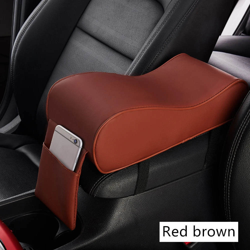 Кожаный Автомобильный подлокотник TOSPRA, универсальные автомобильные подлокотники, автомобильная центральная консоль, подлокотник для сиденья, защитный автомобильный Стайлинг - Название цвета: Red brown