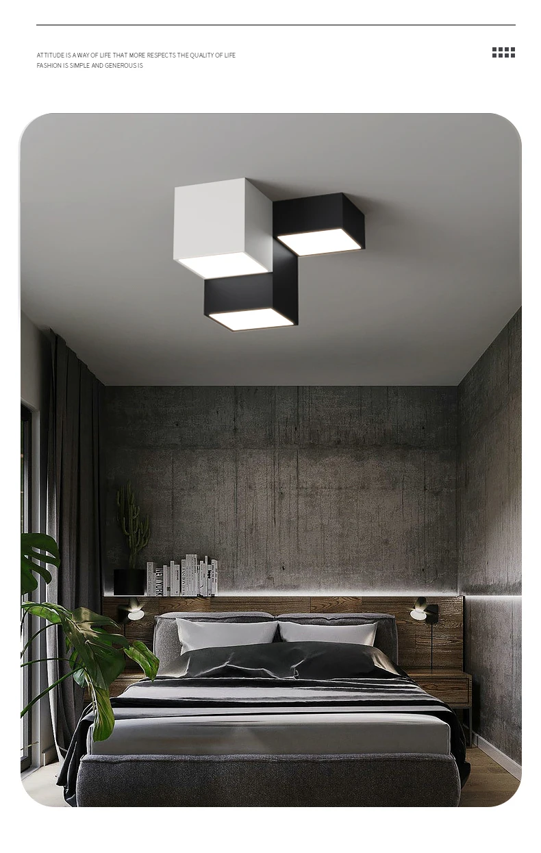 Bedroom lamp ceiling lamp new simple modern master bedroom room lamp creative contrast black and white Nordic lamps modern ceiling lights