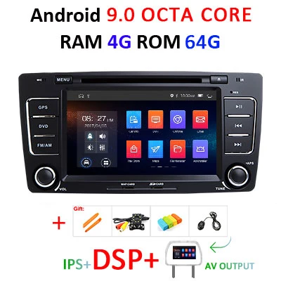 DSP 2 DIN Android 9,0 ips 4G 64G Автомобильный gps для SKODA Octavia 2009 2010 2011 2012 2013 dvd-плеер Радио Навигация магнитофон ПК - Цвет: 9.0 4G 64G DSP AVOUT