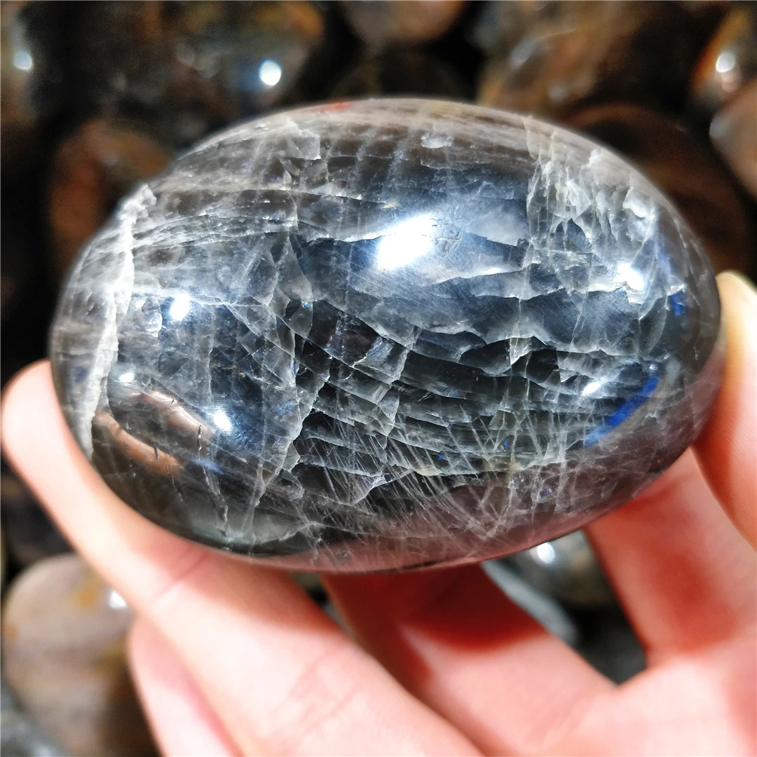 1Pc Pietra Di Luna Naturale Chic Labradorite Pietra Di Palma Di Cristallo Lucidata Pietra Di Meditazione Liscia Decorazioni Di Moda Moderna