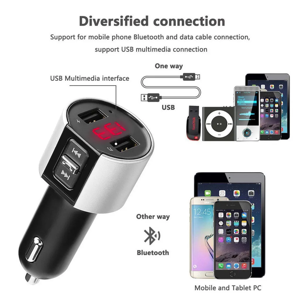 Bluetooth 4,2 MP3-плеер громкой связи автомобильный комплект fm-передатчик поддержка tf-карты U диск QC2.0 3.1A быстрое двойное USB зарядное устройство адаптер питания
