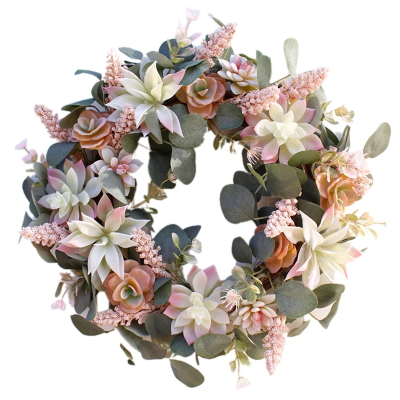 

Artificial Succulent Flower Wreath Garden Hanging Wreath for Home Wall Front Door Wedding Decor