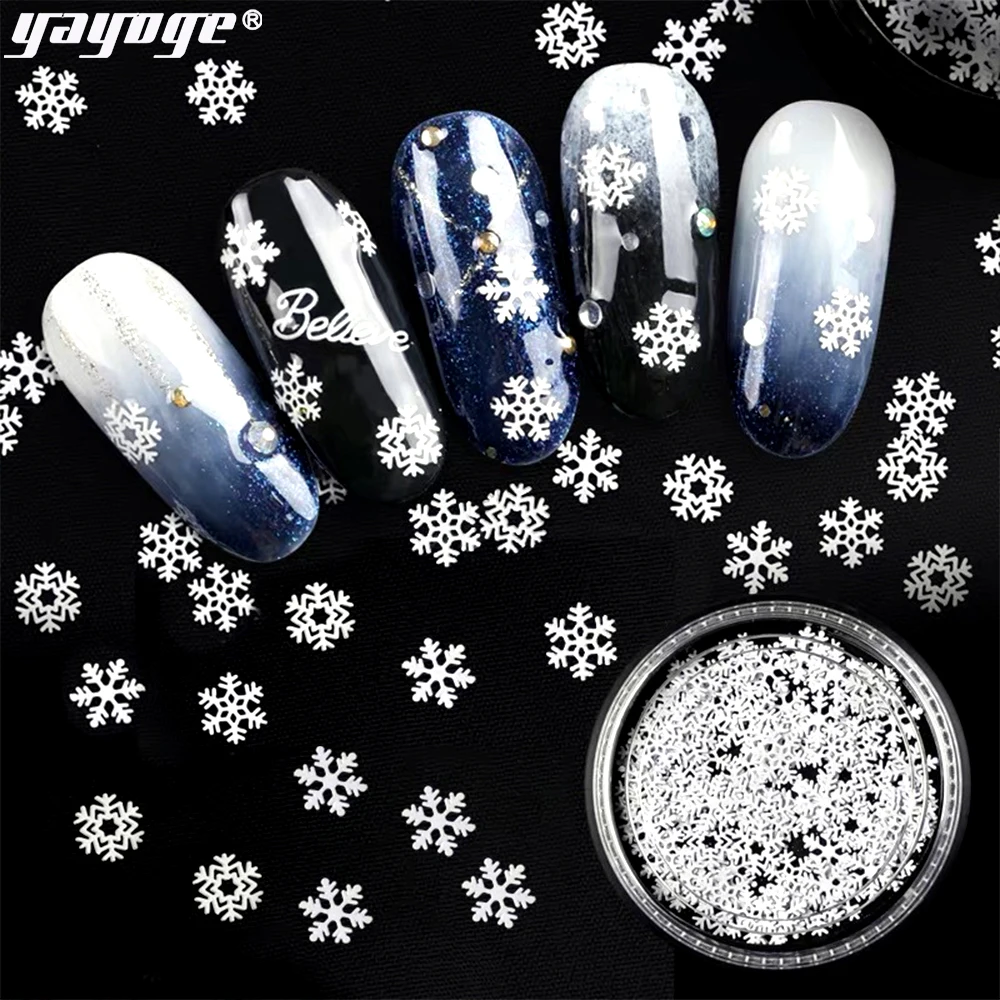 Yayoge 1 коробка Рождественские ногти DIY снежинки декор с блестками Зимний снег