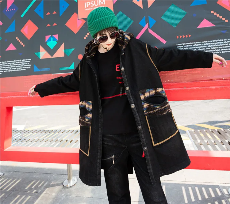 Max LuLu зима, модное корейское пальто, женская одежда в стиле панк, женский джинсовый длинный Тренч с капюшоном, Повседневная теплая меховая ветровка