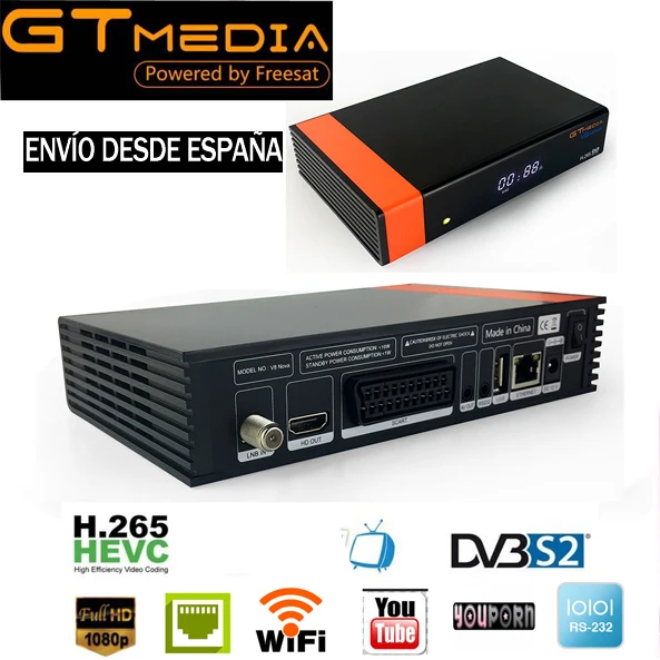 10 шт. GTMedia V8 Nova/синий полный DVB-S2 спутниковый ресивер GT медиа V8 NOVA FREESAT Receptor H2.65 Powervu cam Встроенный Wi-Fi