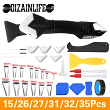 Outil à main en acier inoxydable/plastique, ensemble d'outils pour enlever le mastic en Silicone, finition de calfeutrage, enlèvement de raclage lisse, 3/5 en 1