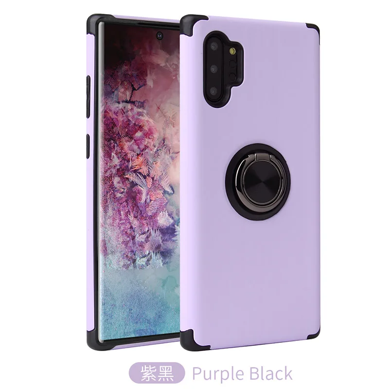 Purple Black Металлическое кольцо кронштейн силиконовый чехол для SamSung S 10 плюс 10E 10 A50 A70 A10E A20E A10 A20 A30 M10 Примечание 10 плюс - Цвет: Purple Black