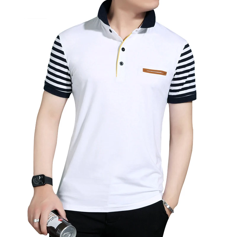 

New Mens Polo Shirt Fake Pocket Trend Slim Fit Short Sleeve cotton Polo Mens Clothing Summer Men Polo Shirt