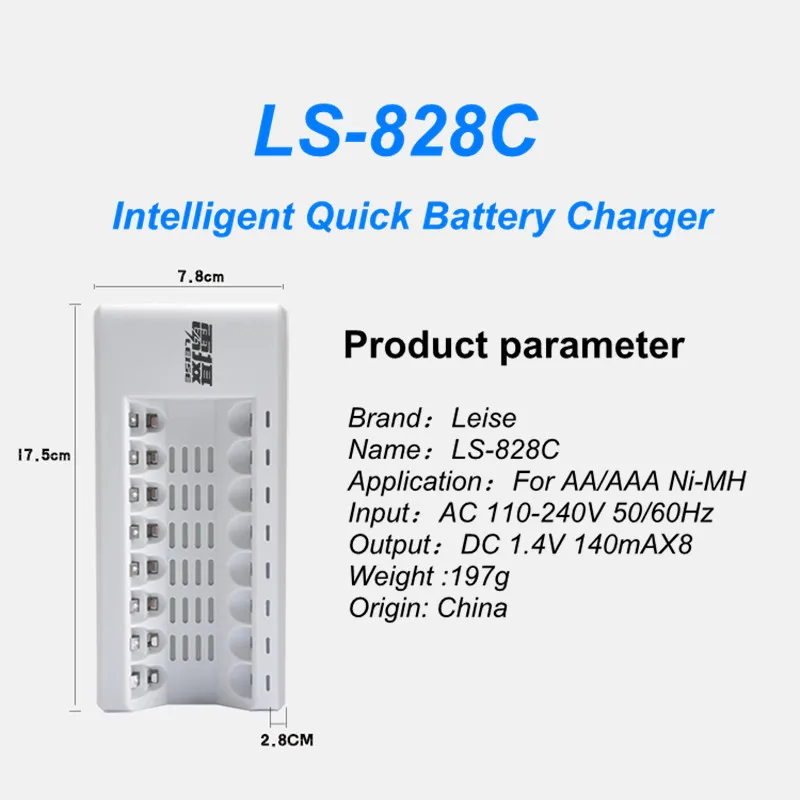 Leise 828C зарядное устройство для AAA AA nimh nicd аккумуляторная батарея 8 слотов Быстрая Зарядка универсальная вилка интеллектуальный индикатор