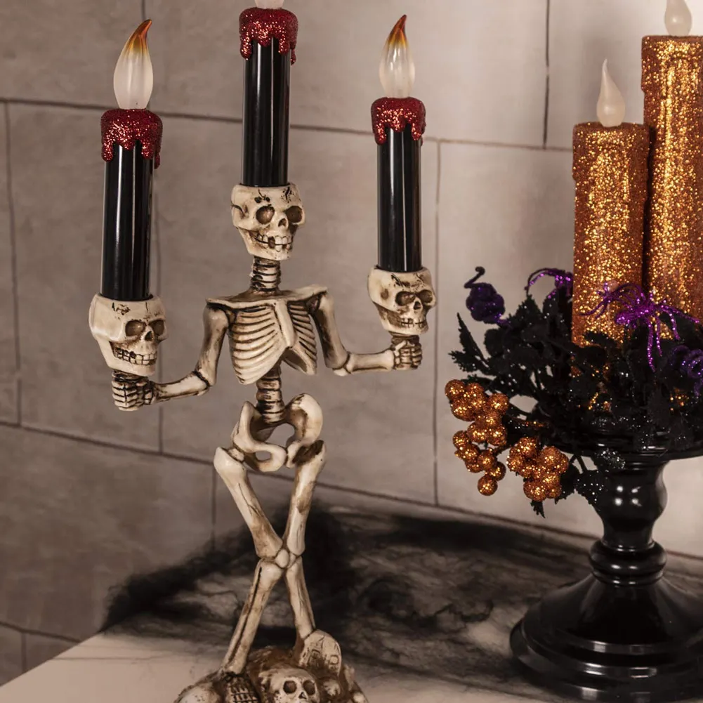 

HOT Halloween Candelabra LED Candles Flickering Light for Halloween Window Decor LSF99
