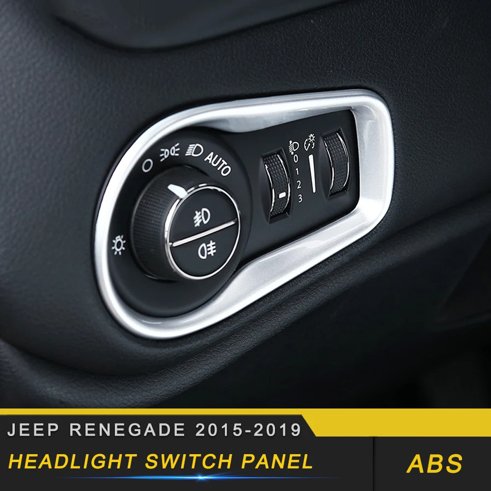 

For Jeep Renegade 2015-2019 Car Front Light Headlight Lamp Switch Button Panel Cover Trim Sticker Interior Accessories