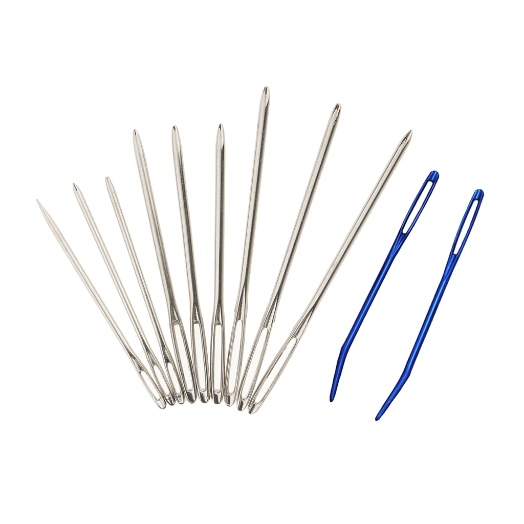 9 Pieces Large Eye Blunt Needles with 2 Pieces Bent Tip Needles for Tapestry Darning