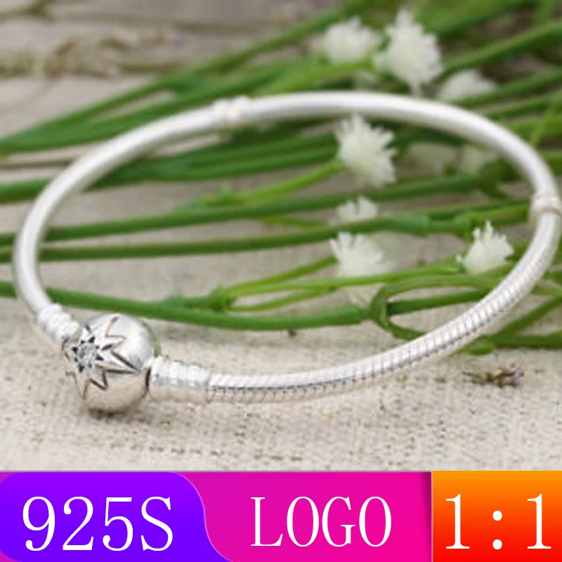 LISM [ ] S925 серебро зима 1: 1 звезда Циркон браслет Мода леди подарок DIY оригинальные ювелирные изделия