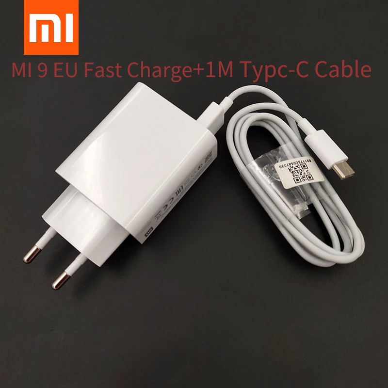

Original Xiaomi Mi9 Fast EU Charger Fast EU Charge Adapter Type-C Cable For Mi 9 9SE 9T For All Type C Smart Mobile Phones