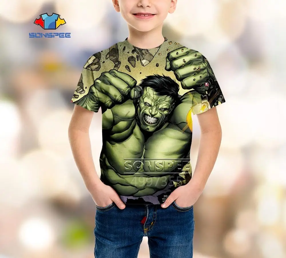 5 SONSPEE Hulk green Harajuku/уличная одежда для мальчиков и девочек, модная футболка аниме, Повседневная футболка с 3D принтом, футболки с короткими рукавами, A546 - Цвет: 5