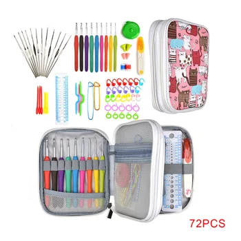 

New 72pcs/set Crochet Hook Set Knitting Needle Kit DIY Manual Knitted Storage Bag Knitting Knit Weave Yarn Crafts Tools