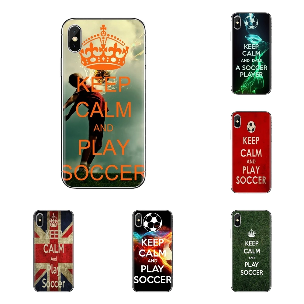 Keep Calm and Play Soccer Football TPU Transparent Bag Case For Xiaomi Redmi 4A S2 Note 3 3S 4 4X 5 Plus 6 7 6A Pro Pocophone F1 |