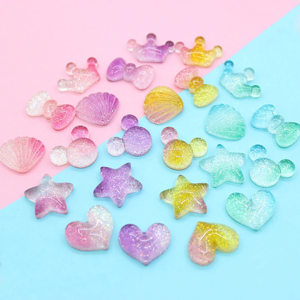 

5pcs Creative Gradient Color Sequin Earrings DIY Hair Decoration Slime Clay Charms Accessories Resin Toy