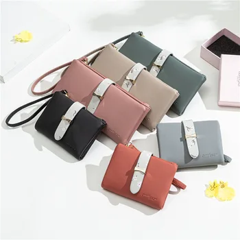 

2020 New Simple Fresh Design Girls PU Leather Soft Long Wallet Large Capactiy Multi-card Slot Card Holder Coin Purse