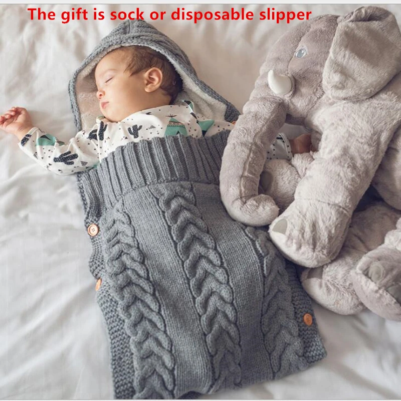 

Autumn Envelope for Newborn Baby Sleeping Bags Winter Warm Infant Stroller Sleep Sack Cable Knitted Toddler Outdoor Swaddle Wrap