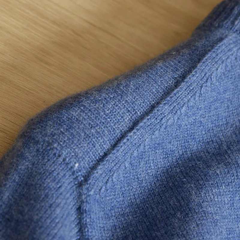 Winter cashmere sweater men's pure cashmere round neck double-strand thick seamless one solid color bottoming shirt business