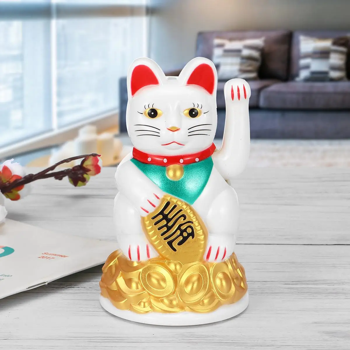 

5 Colors Chinese Wealth Lucky Waving Cat Electric Maneki Fortune Feng Shui Home Car Statues Decor Black/White/Gold/Silver