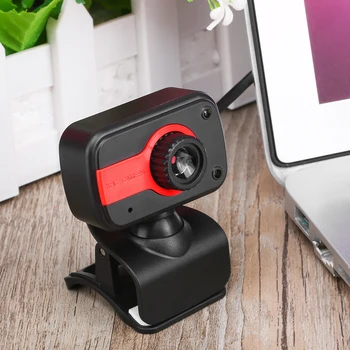 

USB Webcam with Microphone HD 2LED Night Vision Web Camera School Meeting Working Ornaments for Win 10 8 7 XP Red