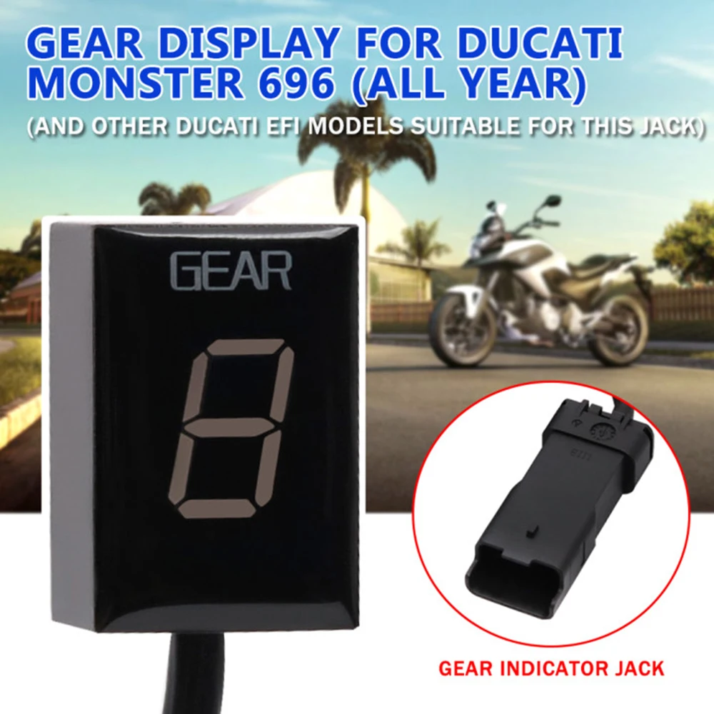 6-Speed Gear Indicator LED Display - Red - For Honda EFI Motorcycles - 170cm Cable-1001761
