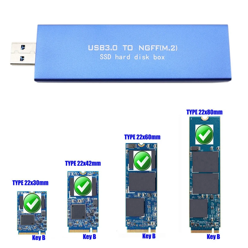 Внешний корпус USB3.0 для M.2 NGFF SSD 22 мм * 30 мм/42 мм/60 мм/80 чехол хранения адаптер