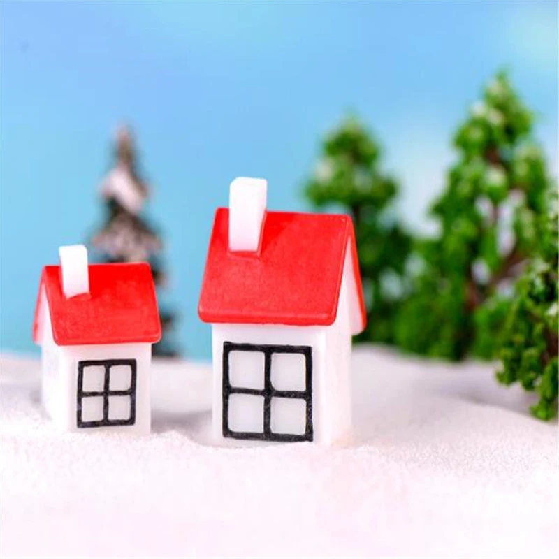 Год Рождество маленький домик микро ландшафтное украшение для домашнего сада миниатюрная статуя DIY изделия из смолы кукла модель орнамент