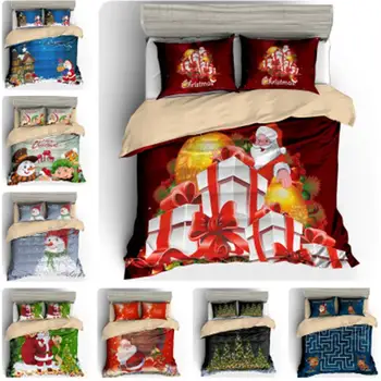 

3Pcs 3D Santa Claus Christmas Bedding Set 140x210cm/180x210c/172x218cm/135x200cm/200x229cm Quilt Cover Comforter Bedding Sets