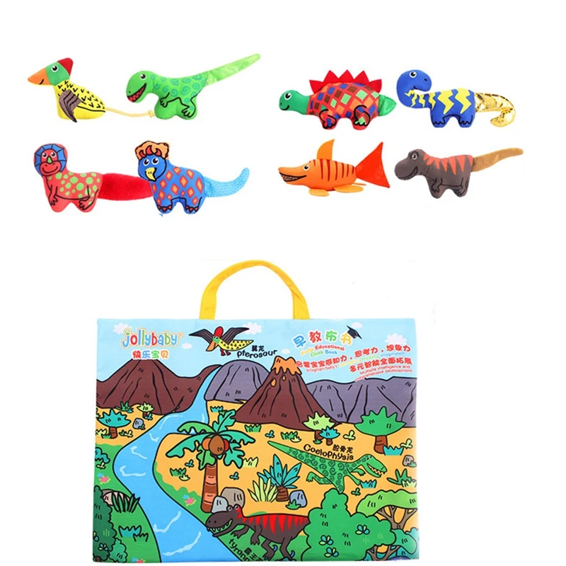 JOLLYBABY Детский 3D сцена динозавр Ткань Книга и драма коврик детская погремушка раннее развитие образование история книга