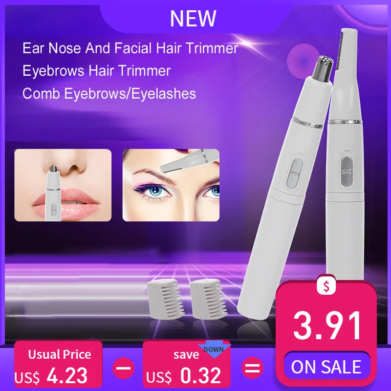 

2 in 1 Electric Eyebrow Trimmer Nose Hair Cutter Safe Shaving Tool for Face Body microdermabrasion machine D300622
