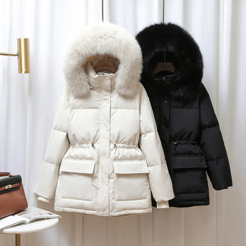 

SEDUTMO Winter Thick Warm Tunic Duck Down Jackets Women Parkas Fox Fur Hooded Coat Autumn Casual Oversize Long Jacket ED1754