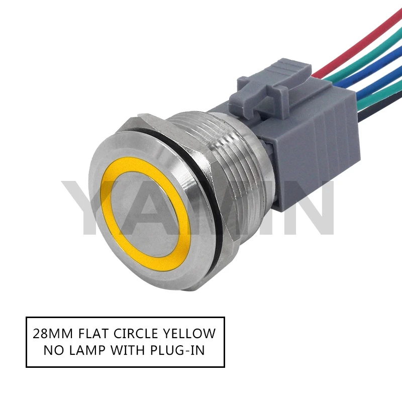 Yellow Plug 28 мм DIY металлический кнопочный переключатель лампа фиксация/Блокировка мгновенный источник питания пуск с светильник водонепроницаемый модификация автомобиля - Цвет: Yellow Plug