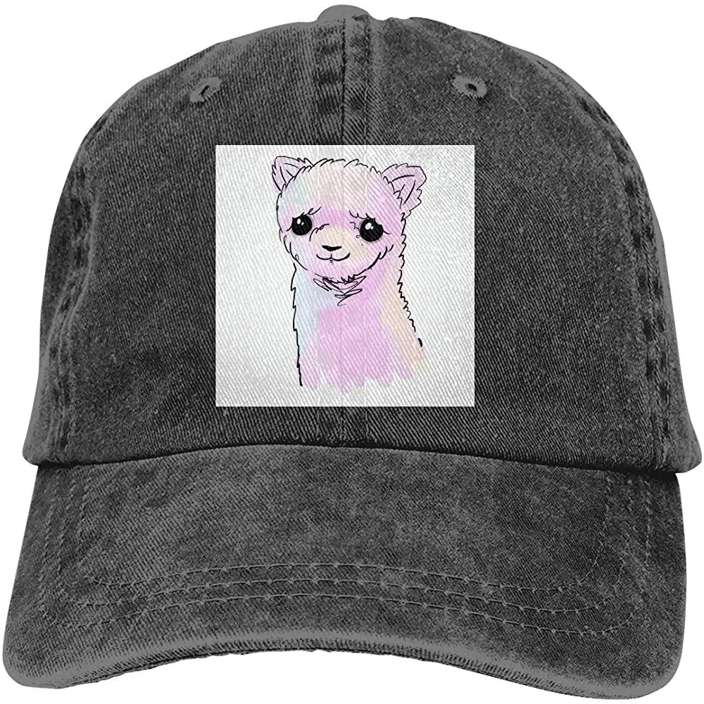 Унисекс Взрослых Винтаж Мыть Бейсболка Регулируемая папа шляпа-прекрасный розовый лама черный
