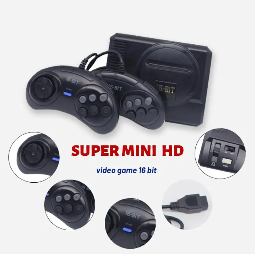 Coolbaby nouveau MINI 16 bits Console de jeu vidéo classique construit en 208 jeu 2G mémoire Console de jeu à domicile avec manette de jeu pour jeu MD
