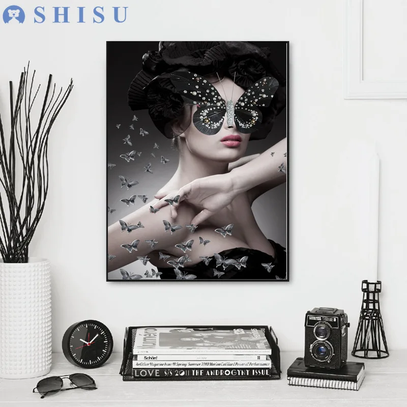 

Beauty Butterfl Decorative Canvas Oil Painting Bedroom Hotel Wall Pictures for Living Room