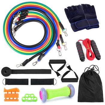 

16pcs Elastic Resistance Bands Skipping Rope Strength Training Equipment Training Exercise Skipping Rope with Hand Finger Grip